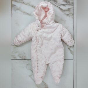 MiniWear Thick Pink Floral Fleece Bunting Pram Coat Snowsuit, 3-6M